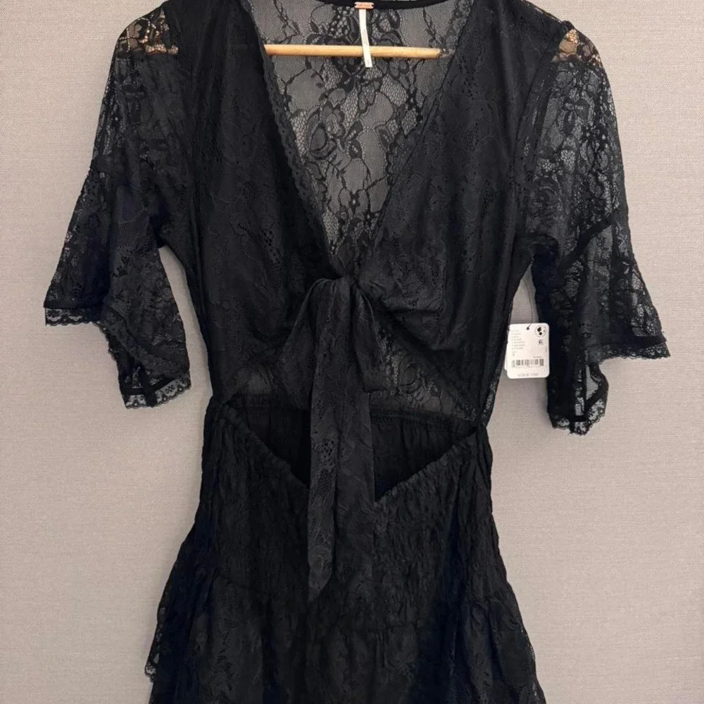Free People Reversible Lala Lace Mini Dress‎ Black Size XS NWT MSRP $128